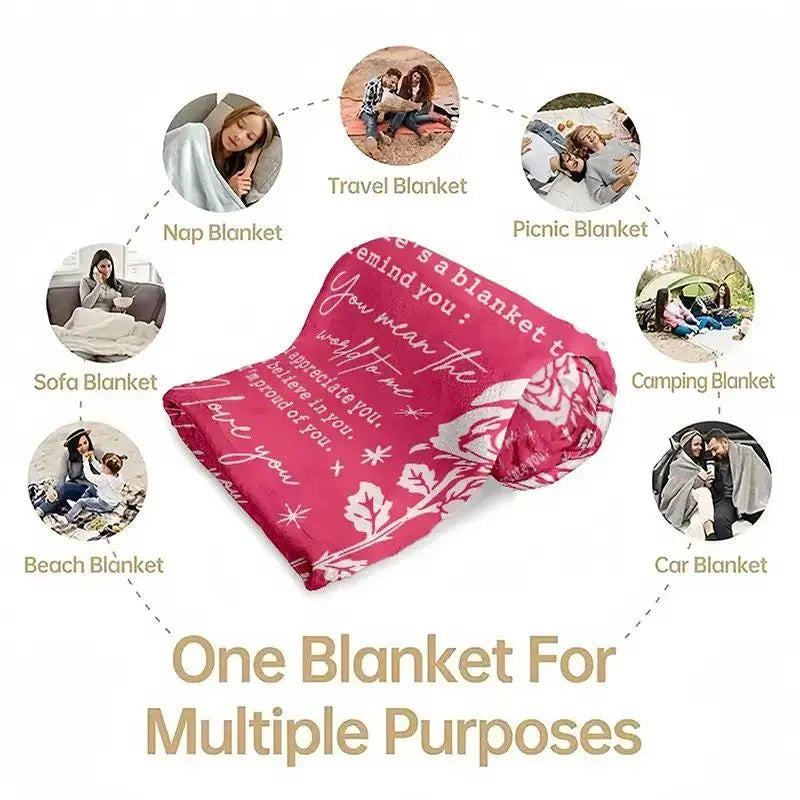Blush Pink Wrinkle-Resistant Flannel Fleece Traditional Rose Print Throw Blanket - Multi-Size, 30*40in Very Small Option, Room Decor, Floral Decor, Romantic Valentine Gift for Women, Cozy Setup 4-Season Warm Nap Essential