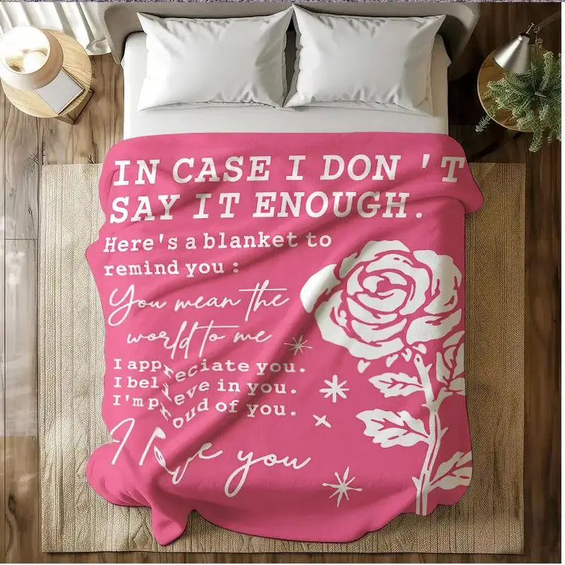 Blush Pink Wrinkle-Resistant Flannel Fleece Traditional Rose Print Throw Blanket - Multi-Size, 30*40in Very Small Option, Room Decor, Floral Decor, Romantic Valentine Gift for Women, Cozy Setup 4-Season Warm Nap Essential
