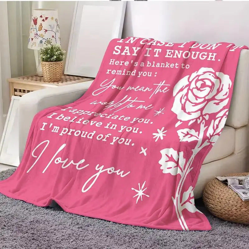 Blush Pink Wrinkle-Resistant Flannel Fleece Traditional Rose Print Throw Blanket - Multi-Size, 30*40in Very Small Option, Room Decor, Floral Decor, Romantic Valentine Gift for Women, Cozy Setup 4-Season Warm Nap Essential
