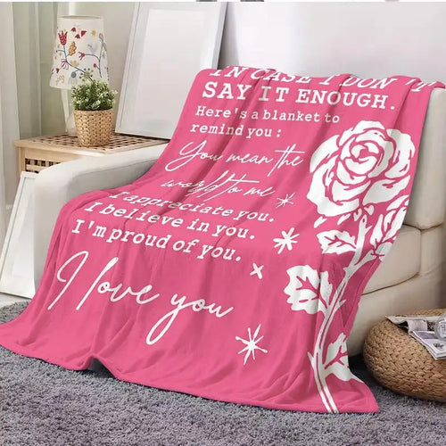 Blush Pink Wrinkle-Resistant Flannel Fleece Traditional Rose Print Throw Blanket - Multi-Size, 30*40in Very Small Option, Room Decor, Floral Decor, Romantic Valentine Gift for Women, Cozy Setup 4-Season Warm Nap Essential