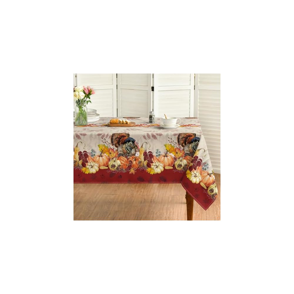 Thanksgiving Tablecloth 60×84 Inch Rectangular, Holiday Decor