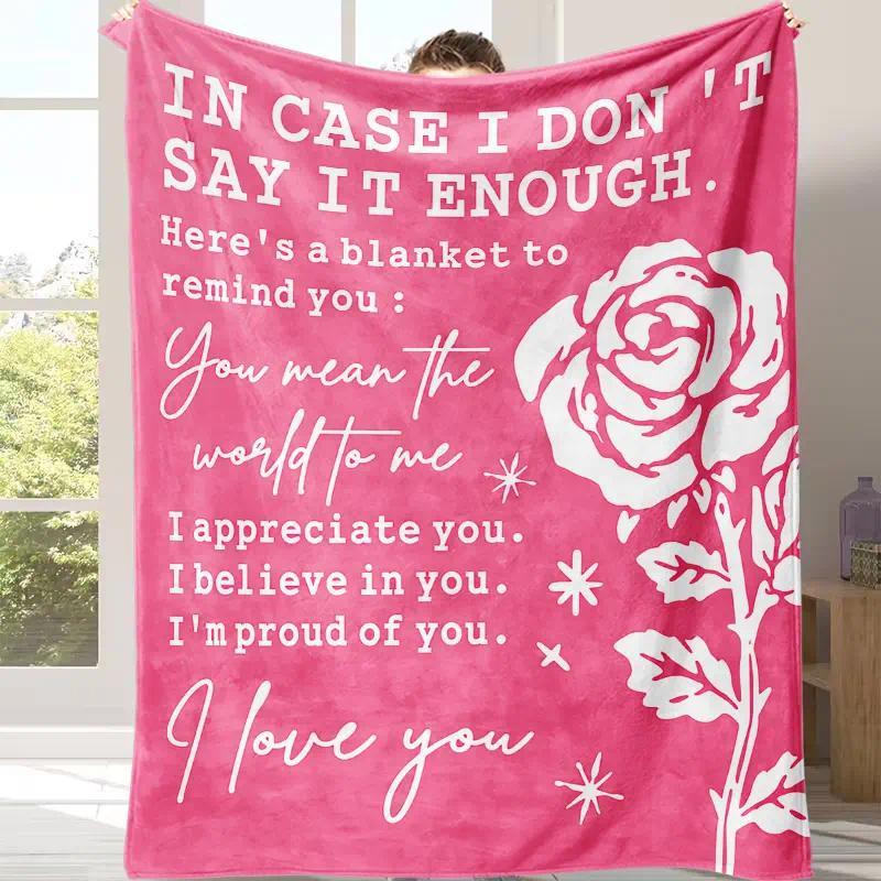 Blush Pink Wrinkle-Resistant Flannel Fleece Traditional Rose Print Throw Blanket - Multi-Size, 30*40in Very Small Option, Room Decor, Floral Decor, Romantic Valentine Gift for Women, Cozy Setup 4-Season Warm Nap Essential