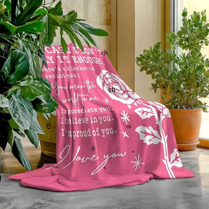 Blush Pink Wrinkle-Resistant Flannel Fleece Traditional Rose Print Throw Blanket - Multi-Size, 30*40in Very Small Option, Room Decor, Floral Decor, Romantic Valentine Gift for Women, Cozy Setup 4-Season Warm Nap Essential
