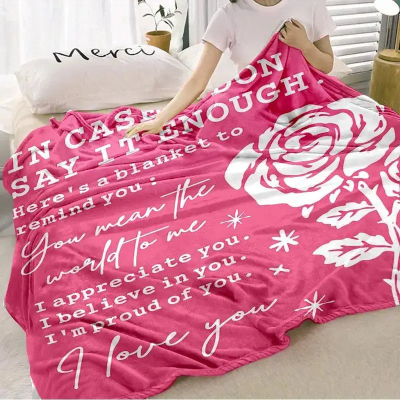 Blush Pink Wrinkle-Resistant Flannel Fleece Traditional Rose Print Throw Blanket - Multi-Size, 30*40in Very Small Option, Room Decor, Floral Decor, Romantic Valentine Gift for Women, Cozy Setup 4-Season Warm Nap Essential
